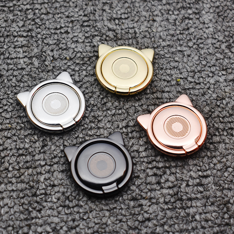 Держатель для телефона с металлическим кольцом-пряжкой в виде кота в виде маленького дьявола, вращающийся на 360 градусов, с мультяшной наклейкой на заднюю панель телефона