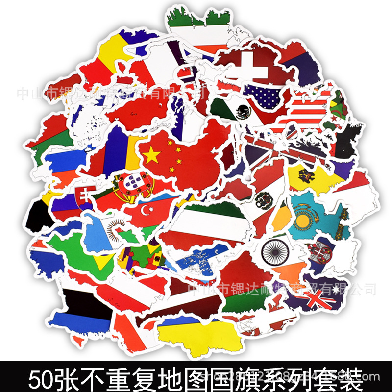 50 наклеек на автомобиль с национальным флагом, граффити, персонализированные креативные наклейки на кузов автомобиля, наклейки на гитару, скейтборд, багаж, компьютер
