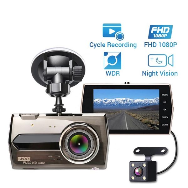 Новый 4-дюймовый автомобильный видеорегистратор HD с двойной записью спереди и сзади, трансграничная доставка в одном комплекте