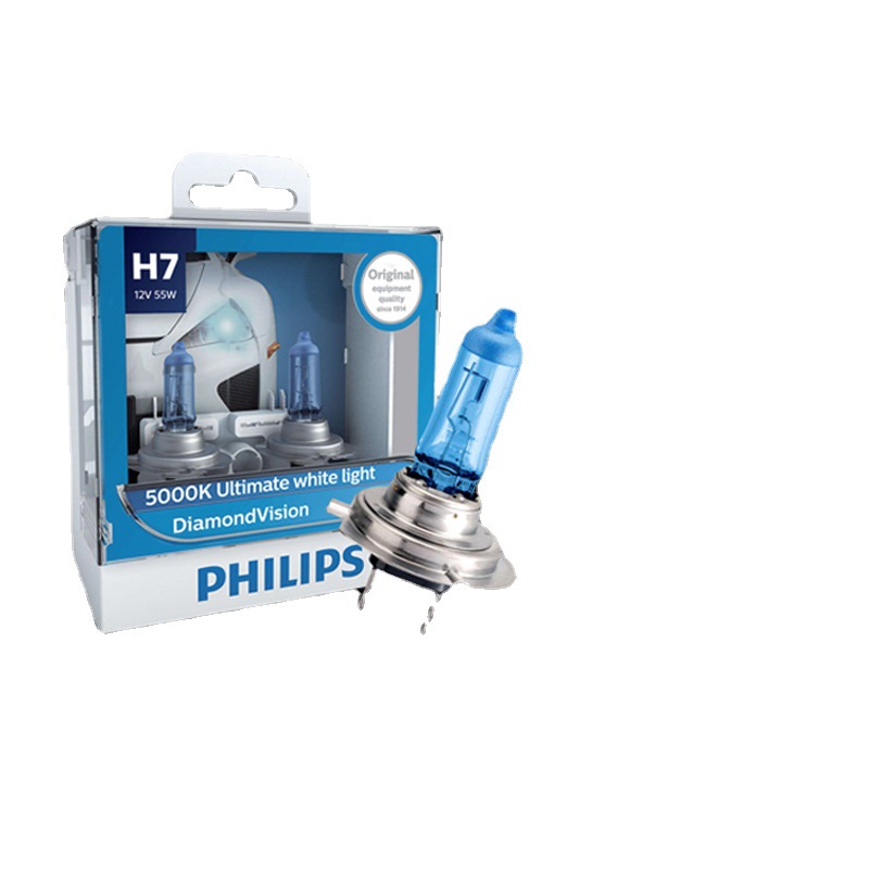 Автомобильная лампа Philips 5000K Blue Diamond Light H4H1H7, галогенная лампа ближнего света