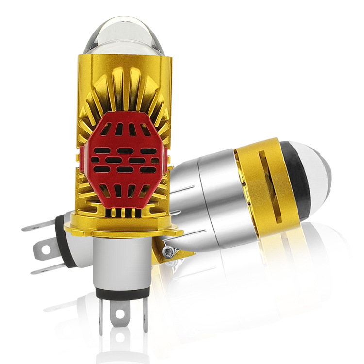 Светодиодная фара M01J с прямым штекером, рыбий глаз, H4, двойная линза с тангенциальным светом, модифицированная для мотоциклов, дальний и ближний свет, интегрированная