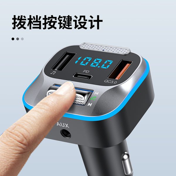 Автомобильный Bluetooth MP3/FM-передатчик T73 с беспроводной быстрой зарядкой QC3.0PD, цветной подсветкой, портативный усилитель