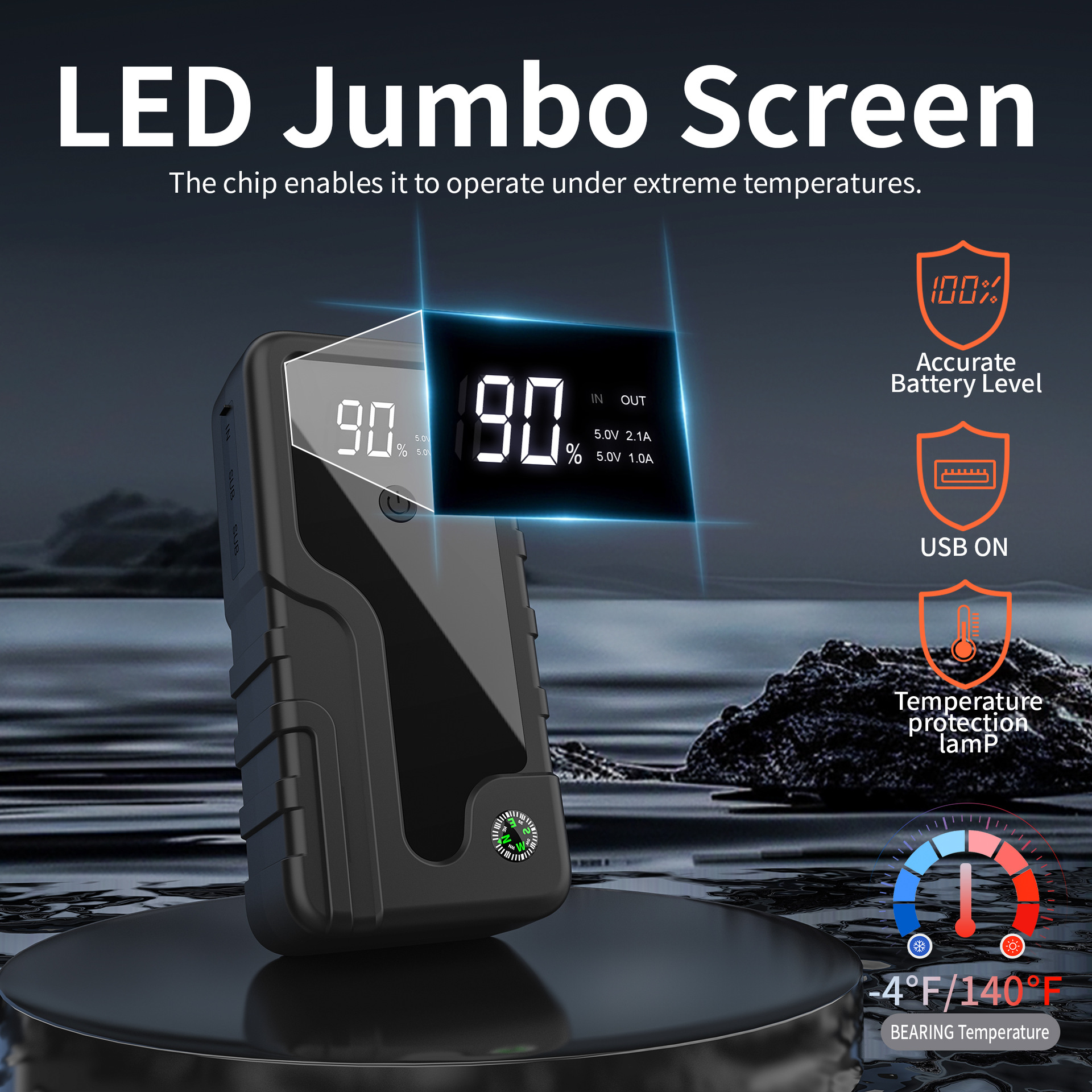 Аварийный источник питания для запуска автомобиля 12 В, многофункциональный пусковой двигатель для автомобиля, мотоцикла