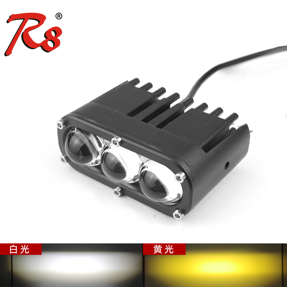 Автомобильный светодиодный лазерный прожектор с тремя линзами для дальнего действия, для дорожного грузовика, для бездорожья, с центральной сеткой, с эффектом «рыбий глаз», фара