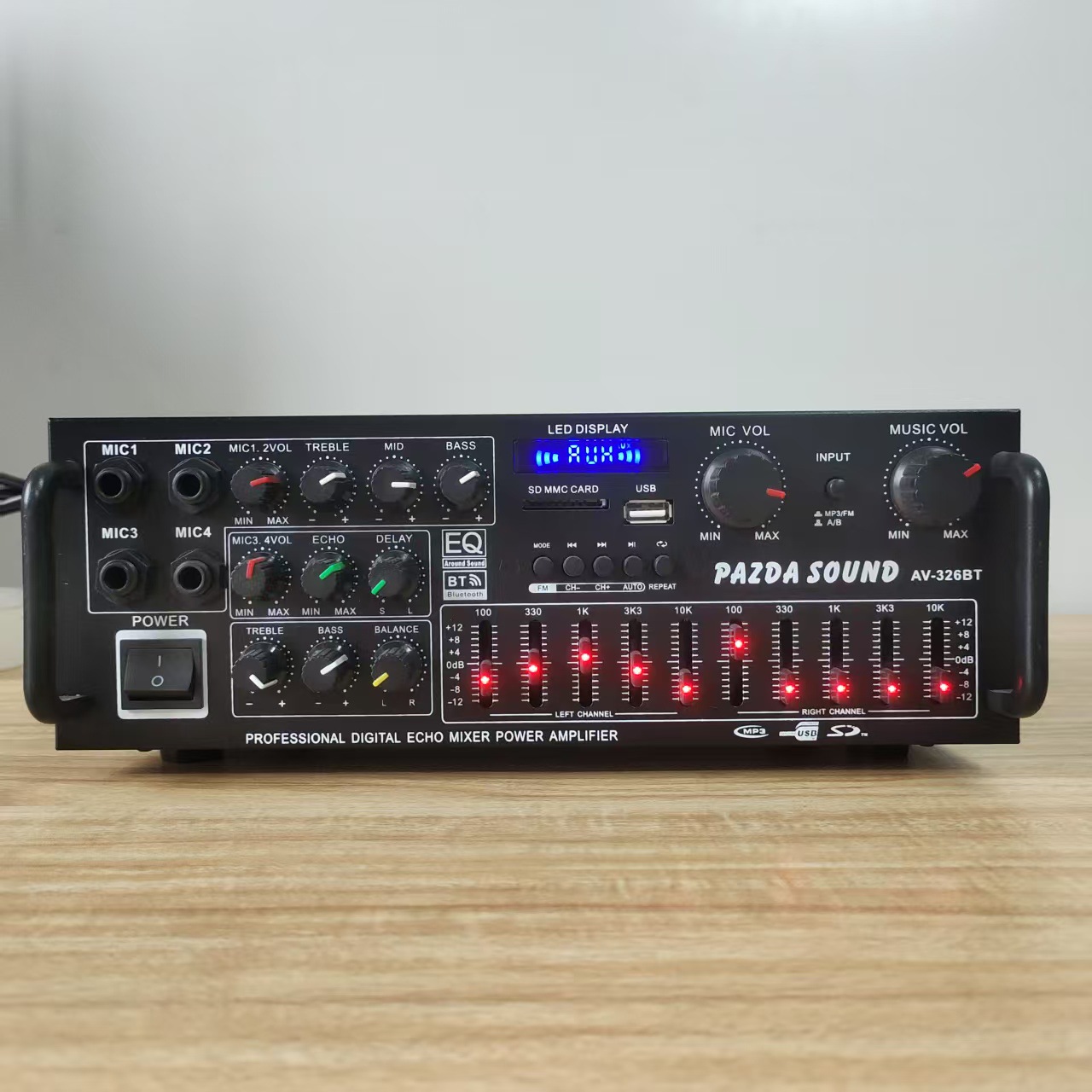 Мощный домашний усилитель 12 В/220 В Bluetooth EQ-эквалайзер для автомобиля, караоке, усилитель двойного назначения, оптовая продажа