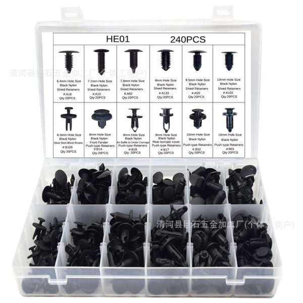 240 шт. зажимов в коробке, подходят для крепления бампера, крыла, гвоздей для крепления крыльев автомобилей Ford, Honda, Toyota