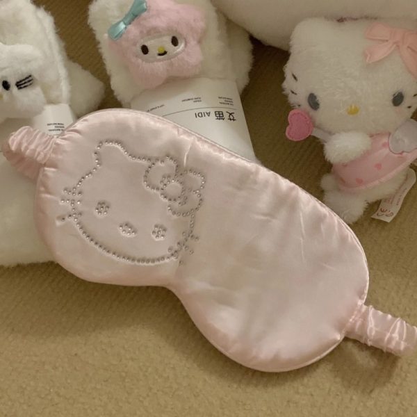 Маска для глаз Hello Kitty с бриллиантами, шелковая, шелковая, KT, сетка для затенения, знаменитость из фильма, Сяохуншу, девушка в том же стиле для обеденного перерыва