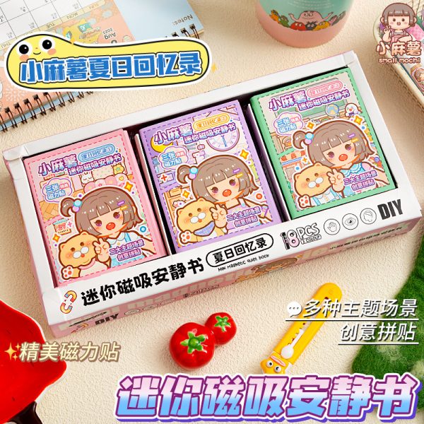 Магнитные наклейки Little Mochi DIY для книг, тихие, креативные детские самодельные наклейки с сюжетами, тройные магнитные наклейки